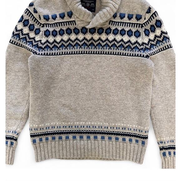 Vintage American Eagle Outfitters Men’s Knit Gray Blue Fair Isle Sweater Size L - Picture 2 of 7